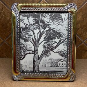 Vtg Gold Framed Tree Print Winter Fall Black & White Wall Art 8x10 Nature Decor